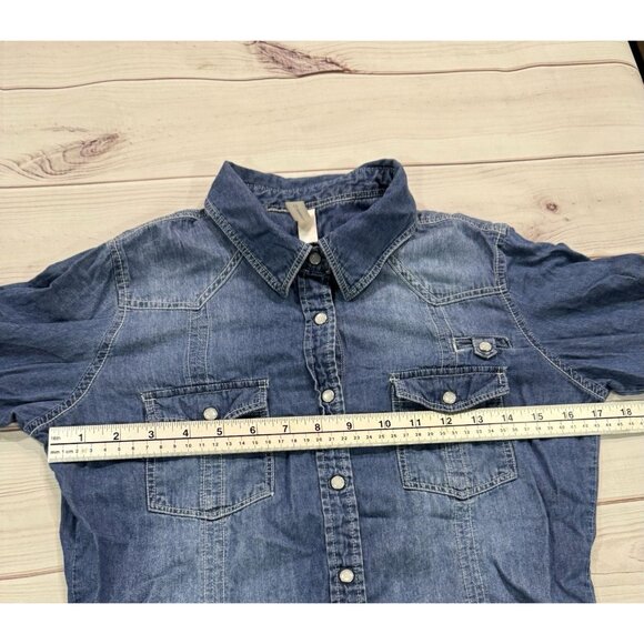 Warehouse One Button Up Shirt women Size Small Blue - Picture 11 of 11